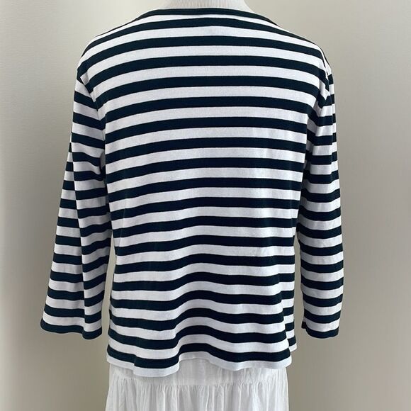 Blue/white striped 3/4 sleeve button down shirt by Rafaela women’s large - Picture 6 of 9